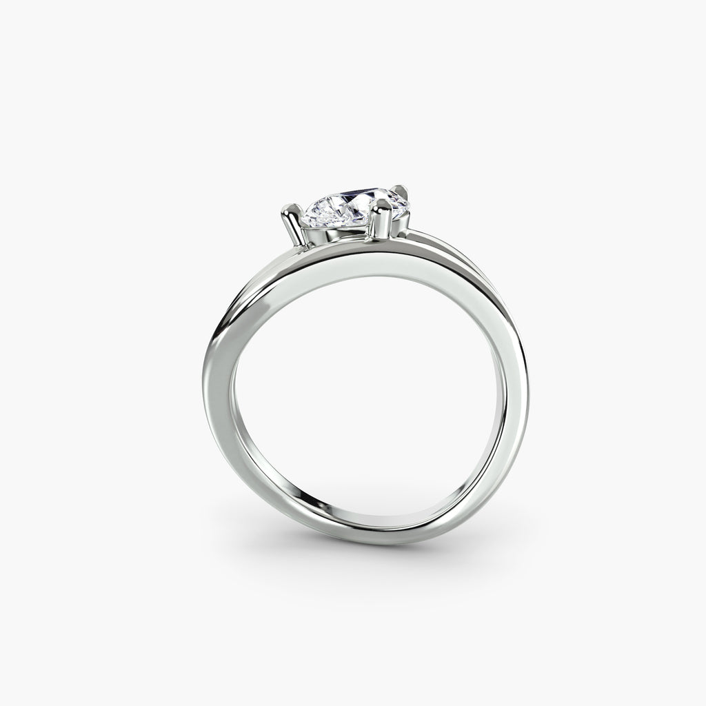 Double Curved Band Pear Ring