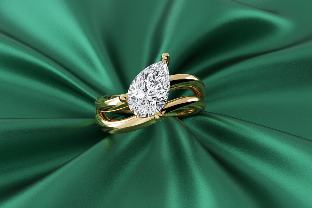 Double Curved Band Pear Ring