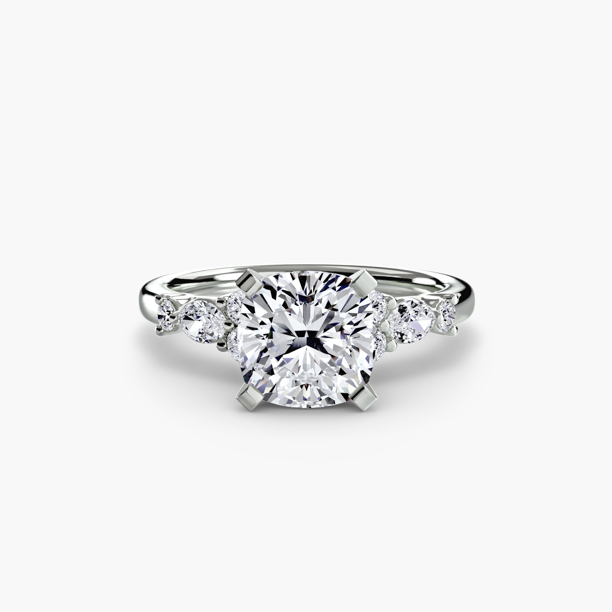 Floral Accent Fancy Diamond Ring