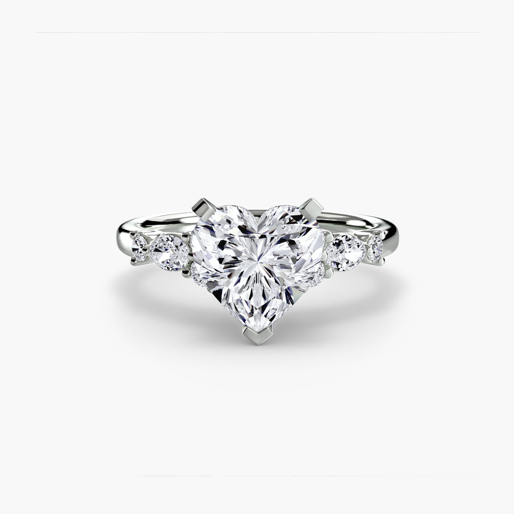 Floral Accent Fancy Diamond Ring