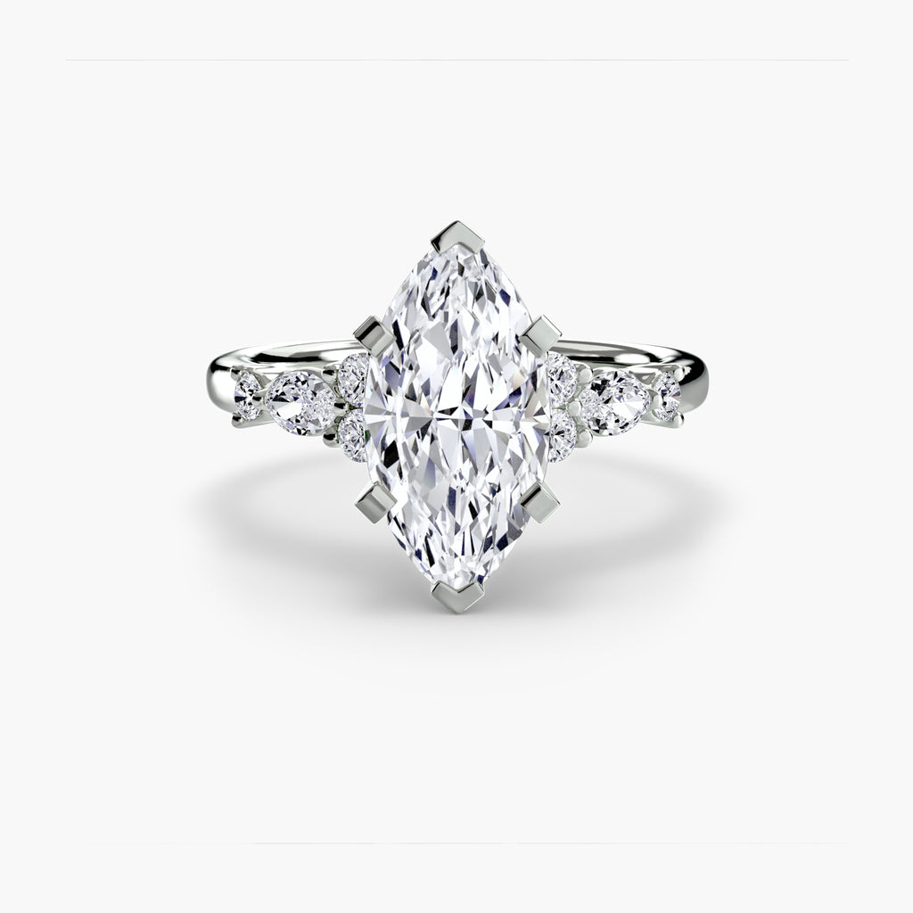 Floral Accent Fancy Diamond Ring