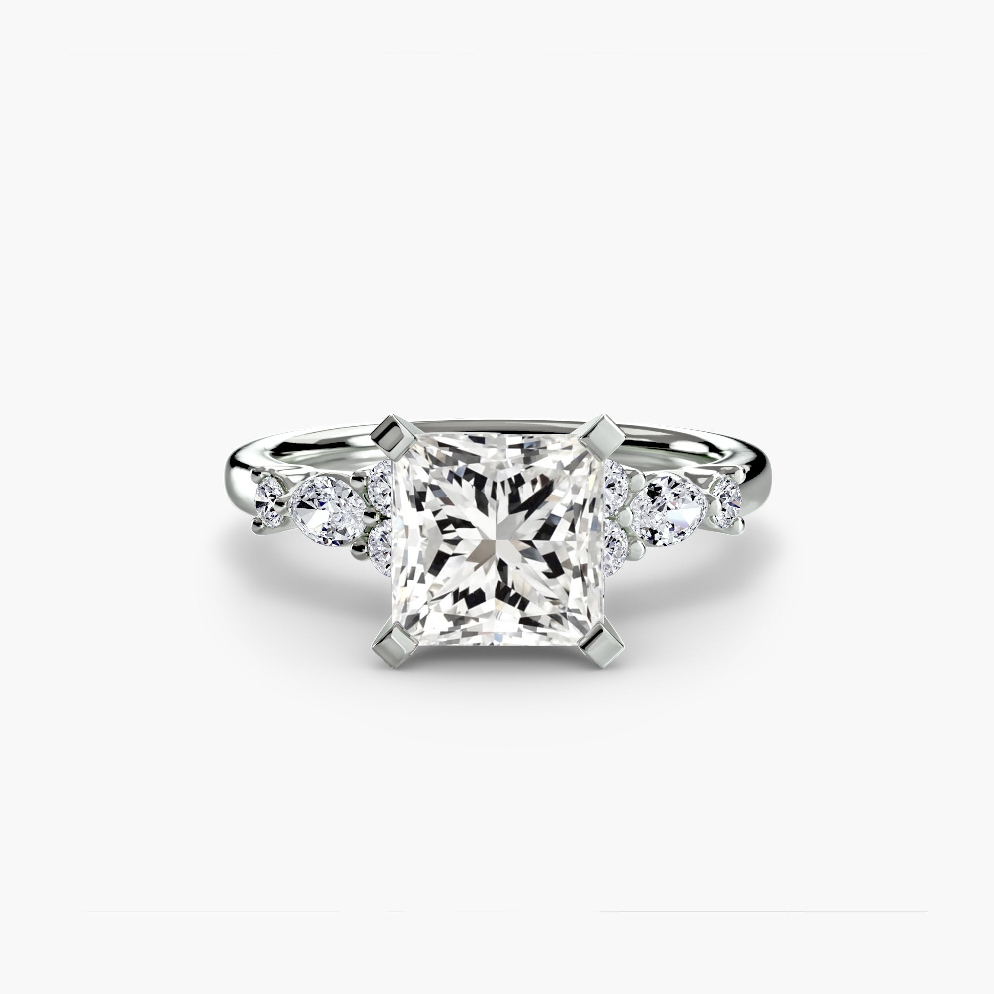 Floral Accent Fancy Diamond Ring