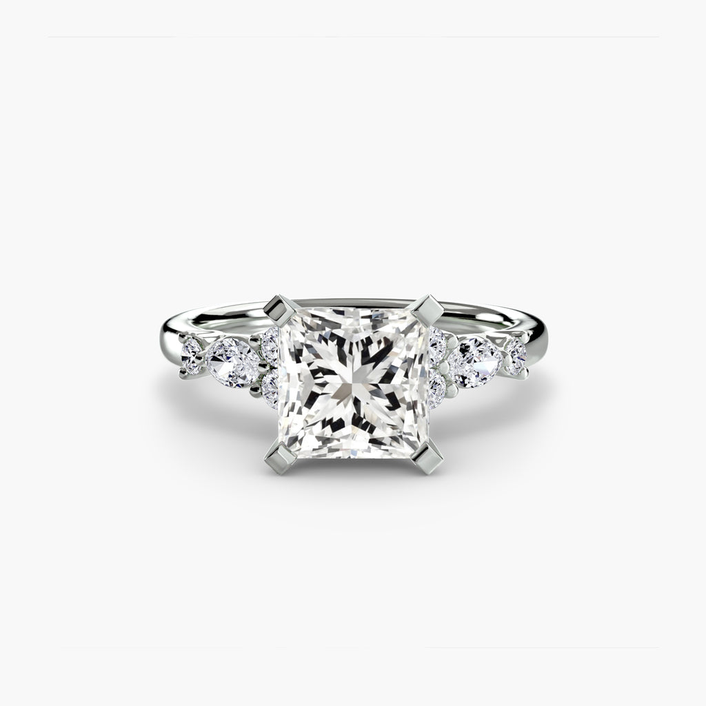 Floral Accent Fancy Diamond Ring