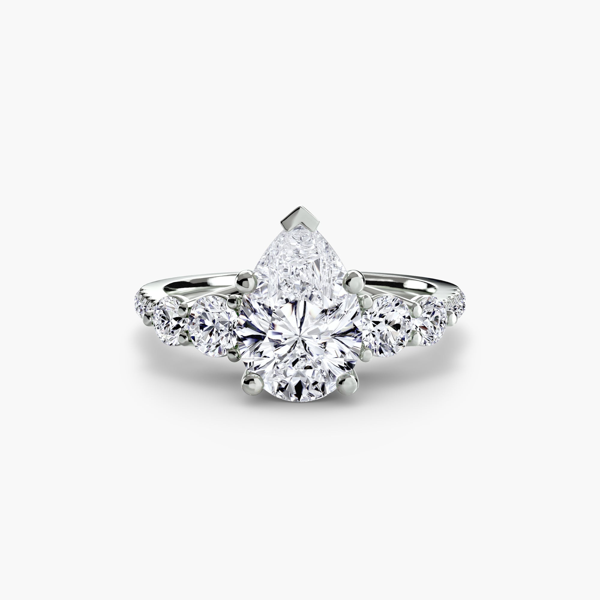 Fancy Descending Round Diamond Side Stone Ring