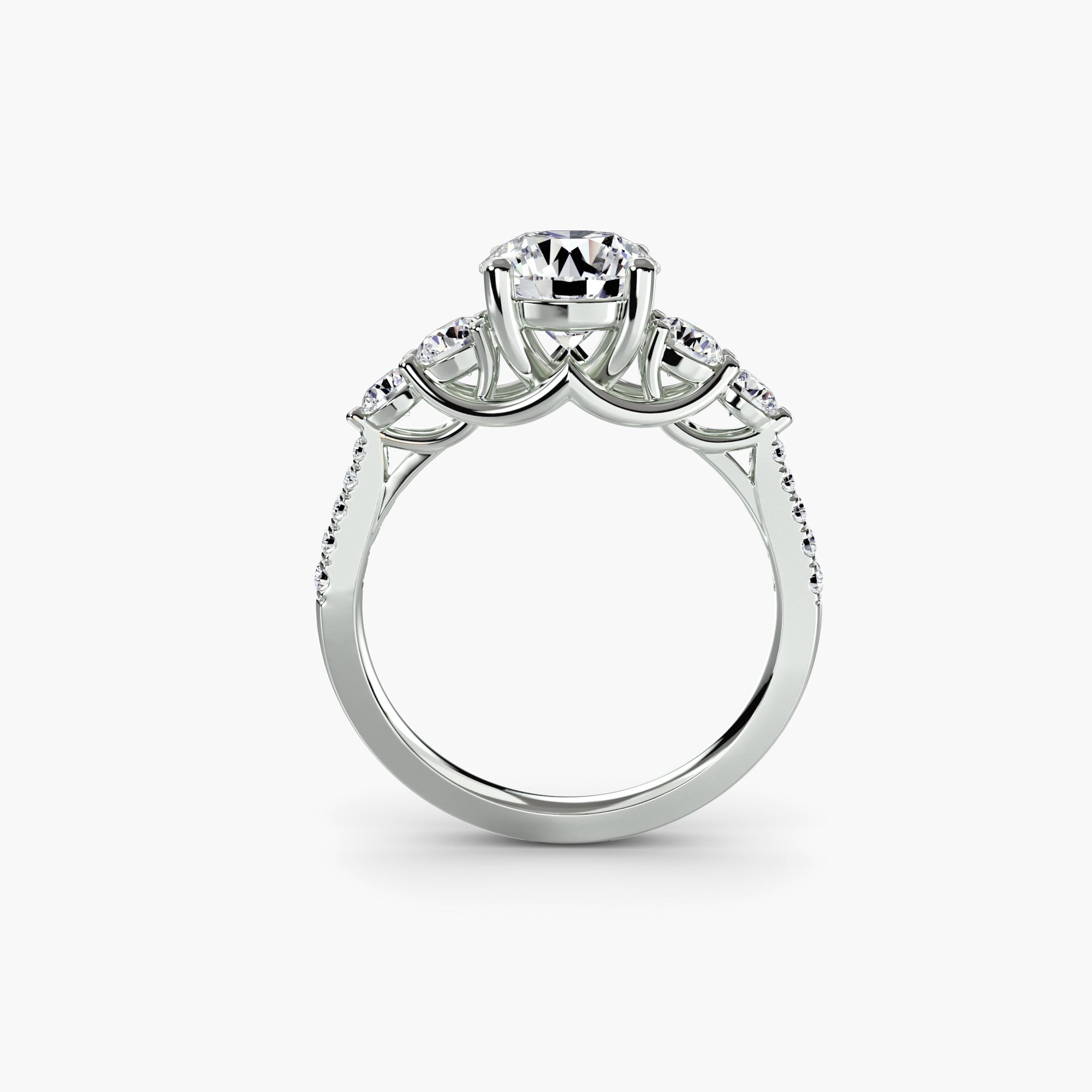 Fancy Descending Round Diamond Side Stone Ring
