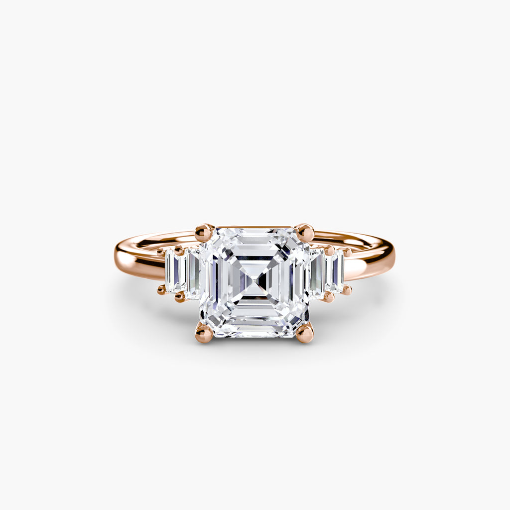 Step Cut Baguette Accent Diamond Ring