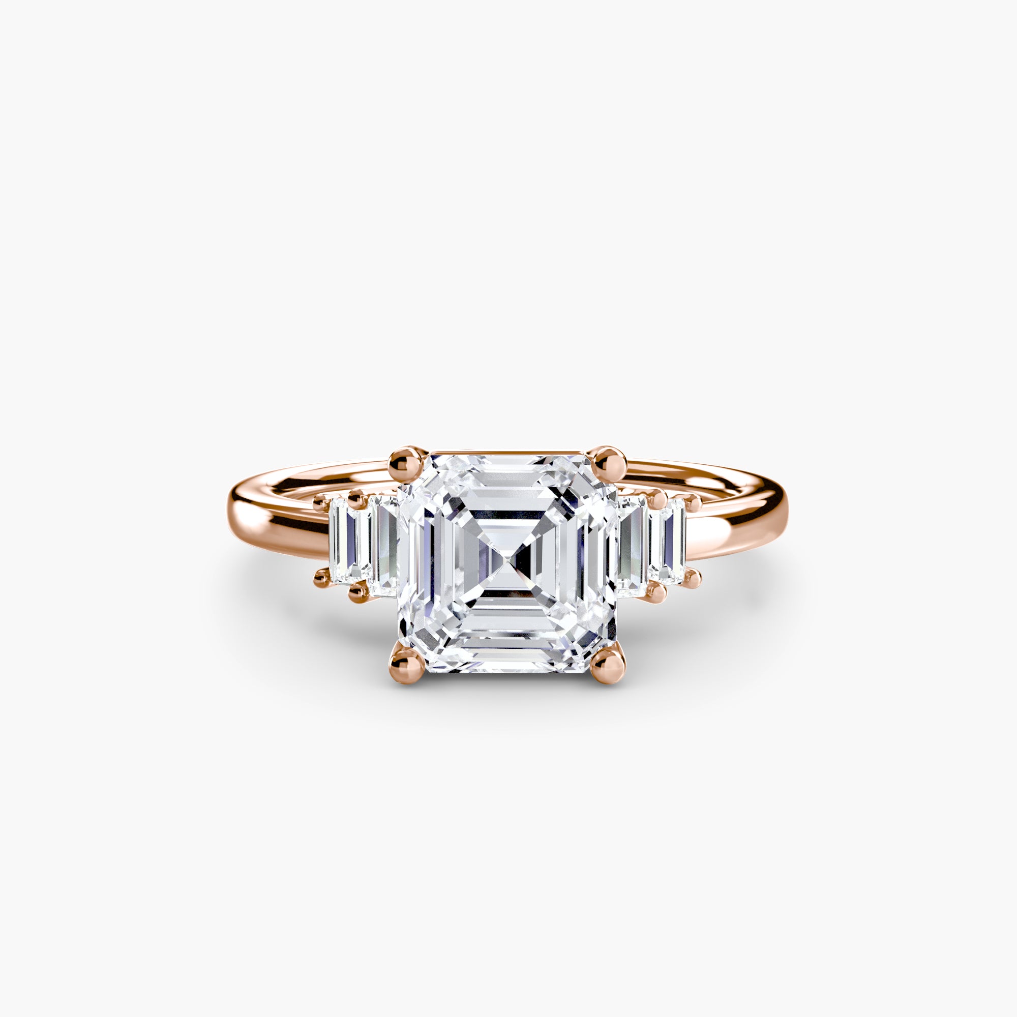 Step Cut Baguette Accent Diamond Ring