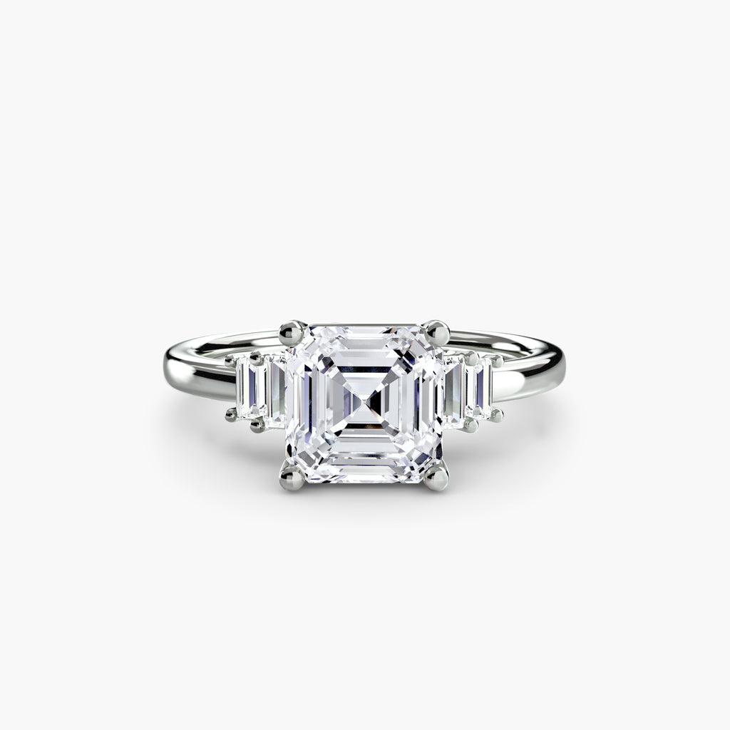 Step Cut Baguette Accent Diamond Ring