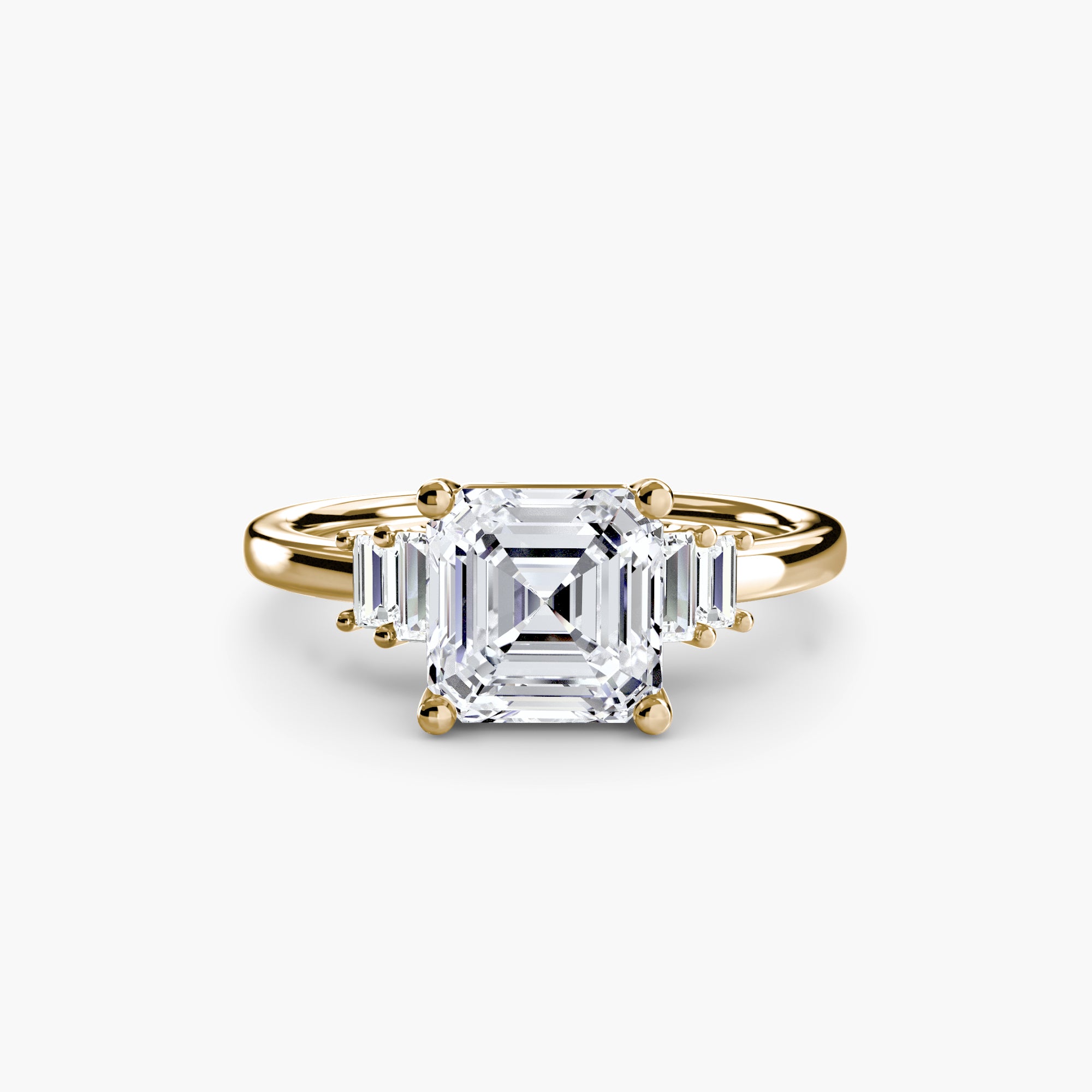 Step Cut Baguette Accent Diamond Ring