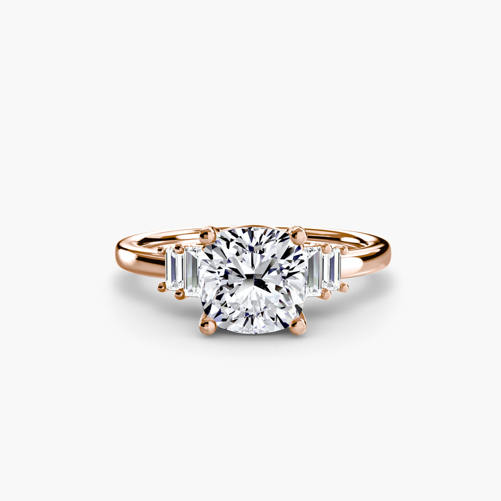 Step Cut Baguette Accent Diamond Ring