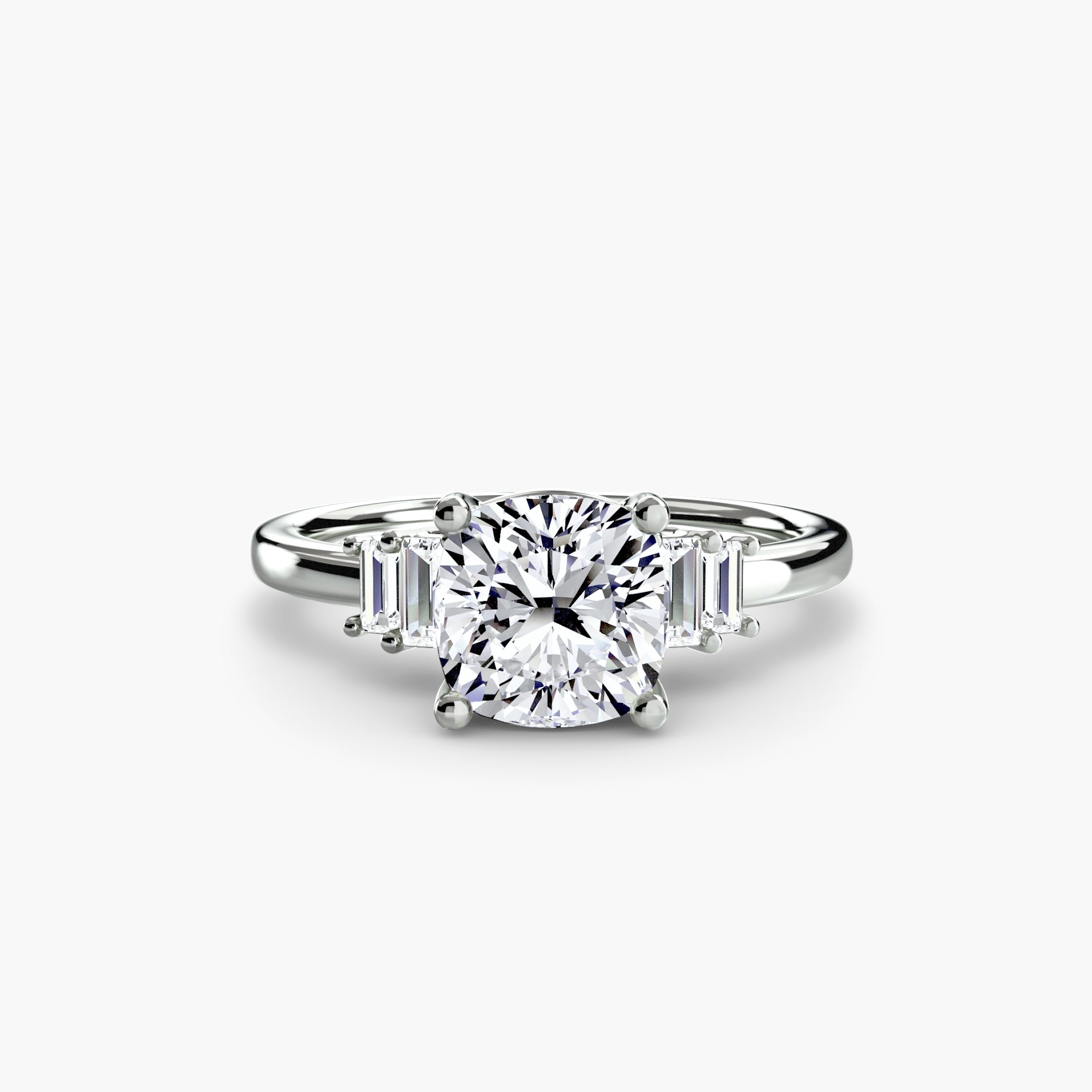 Step Cut Baguette Accent Diamond Ring
