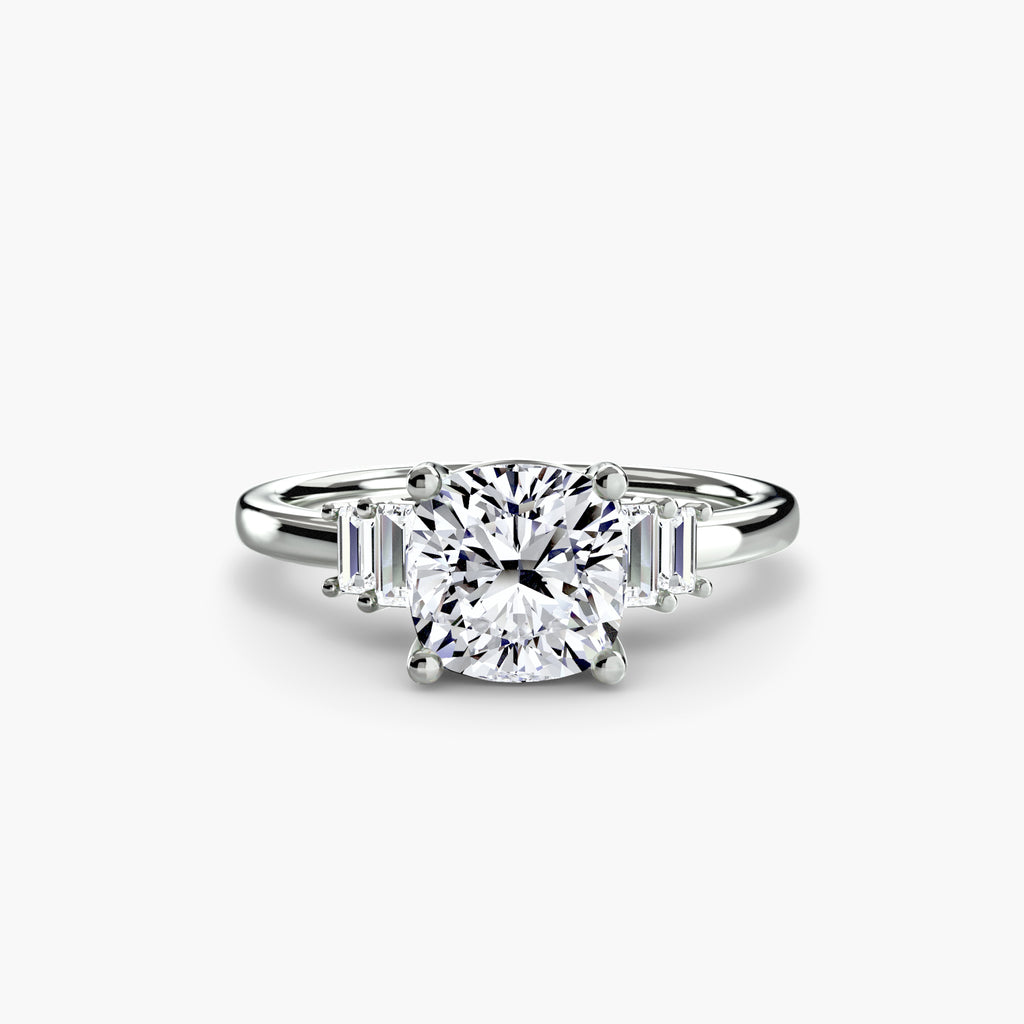Step Cut Baguette Accent Diamond Ring