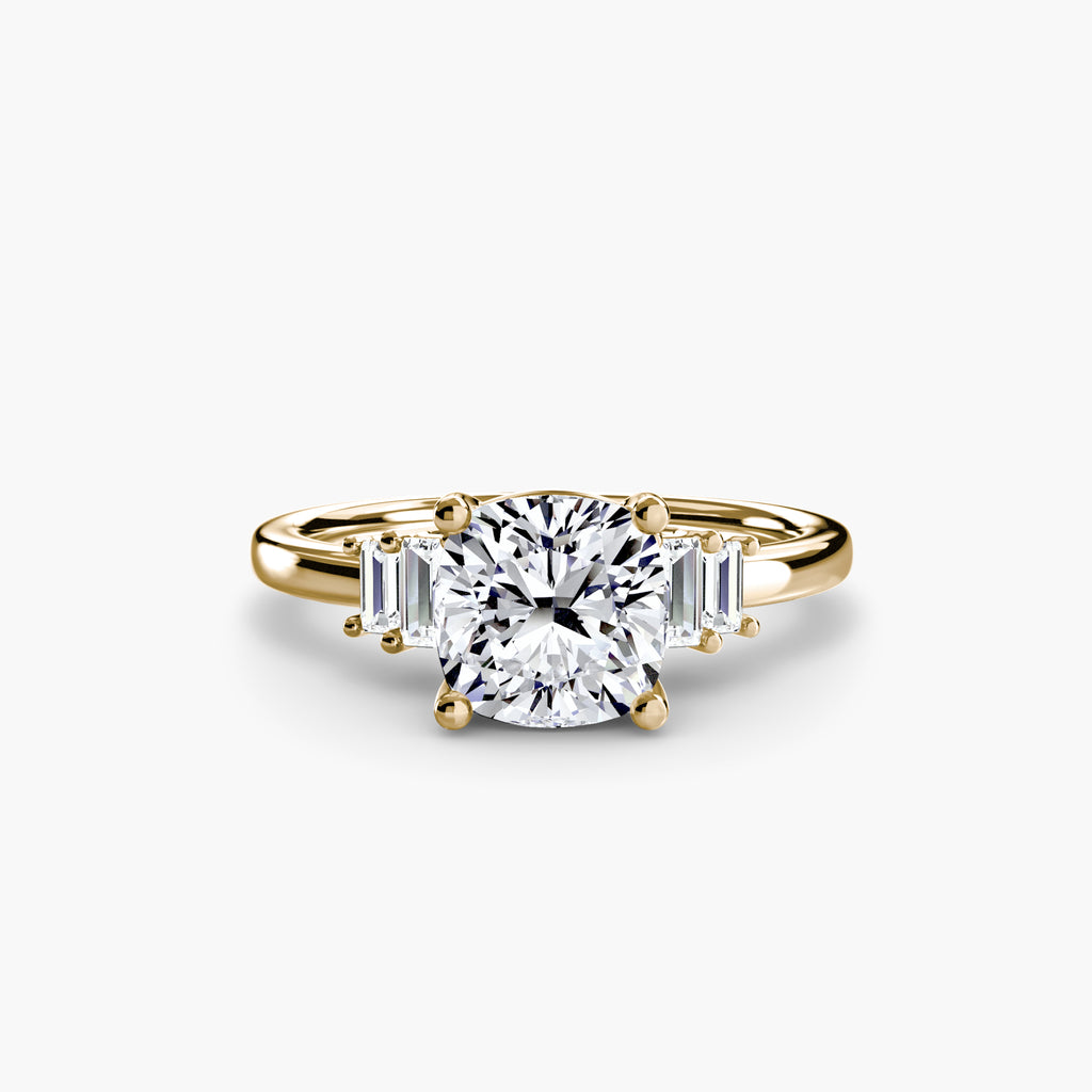 Step Cut Baguette Accent Diamond Ring
