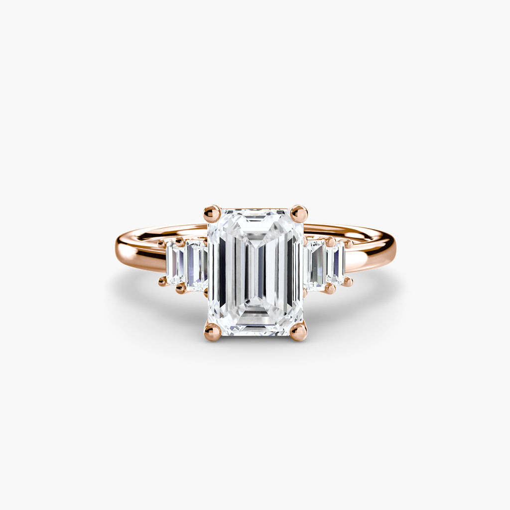 Step Cut Baguette Accent Diamond Ring