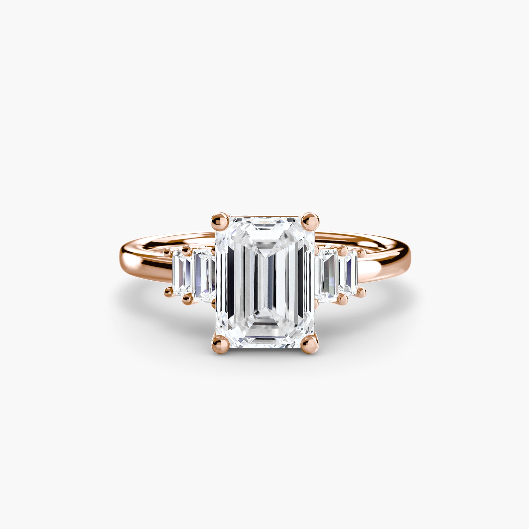 Step Cut Baguette Accent Diamond Ring