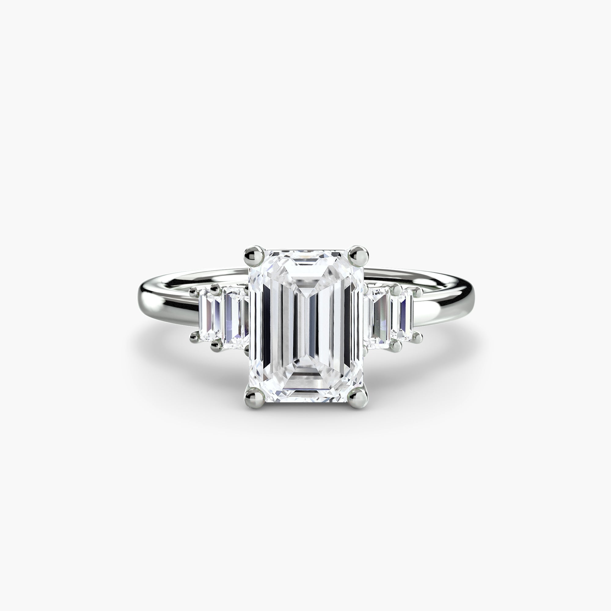 Step Cut Baguette Accent Diamond Ring