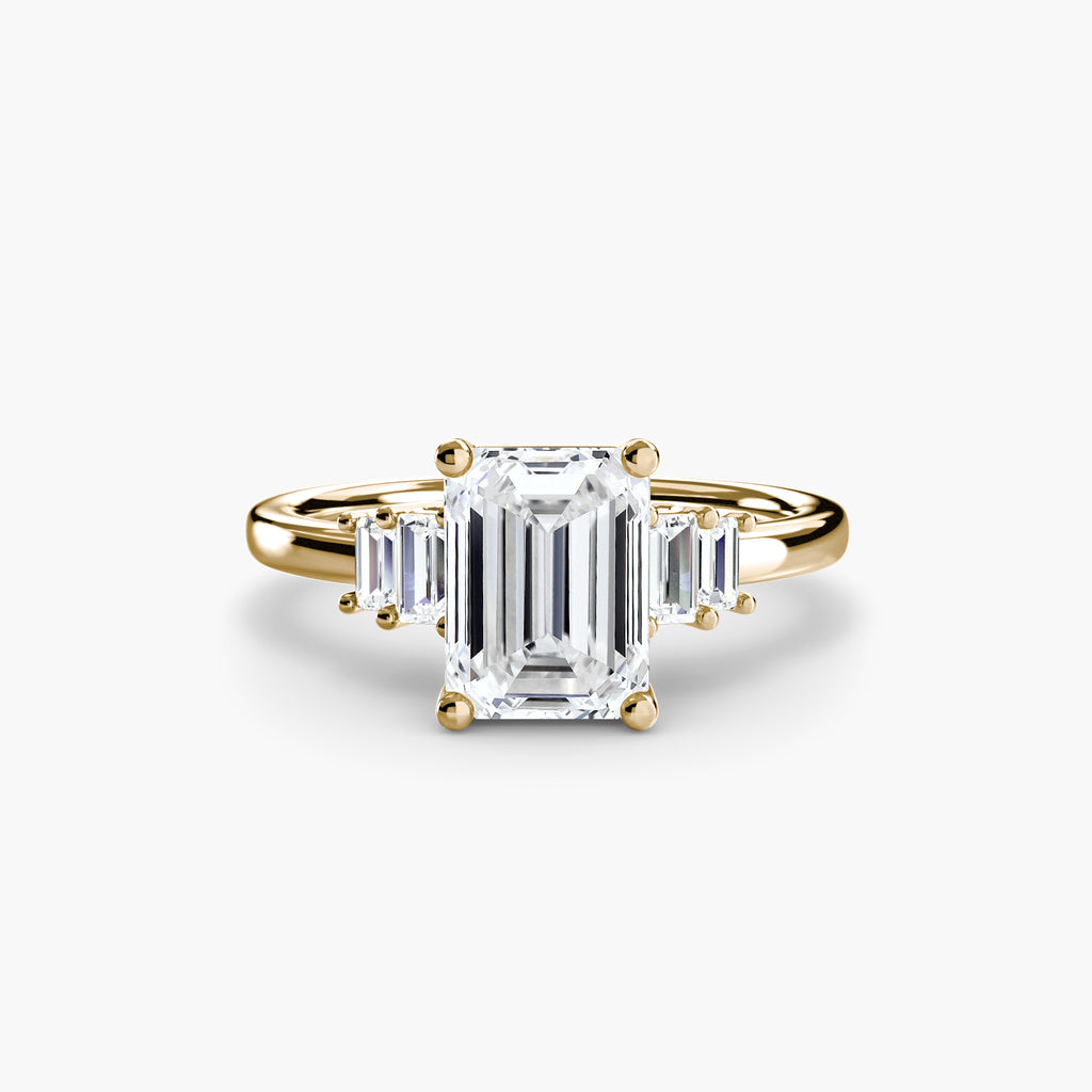 Step Cut Baguette Accent Diamond Ring