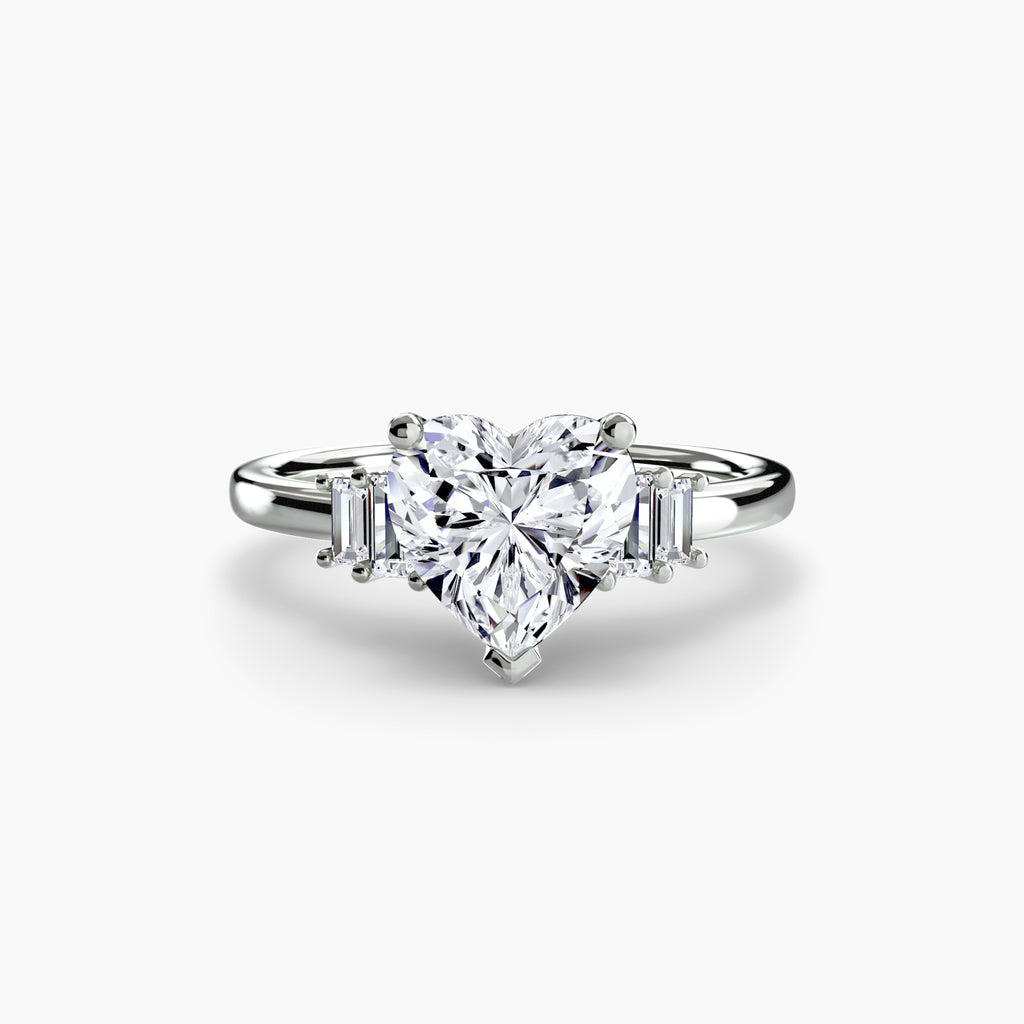 Step Cut Baguette Accent Diamond Ring