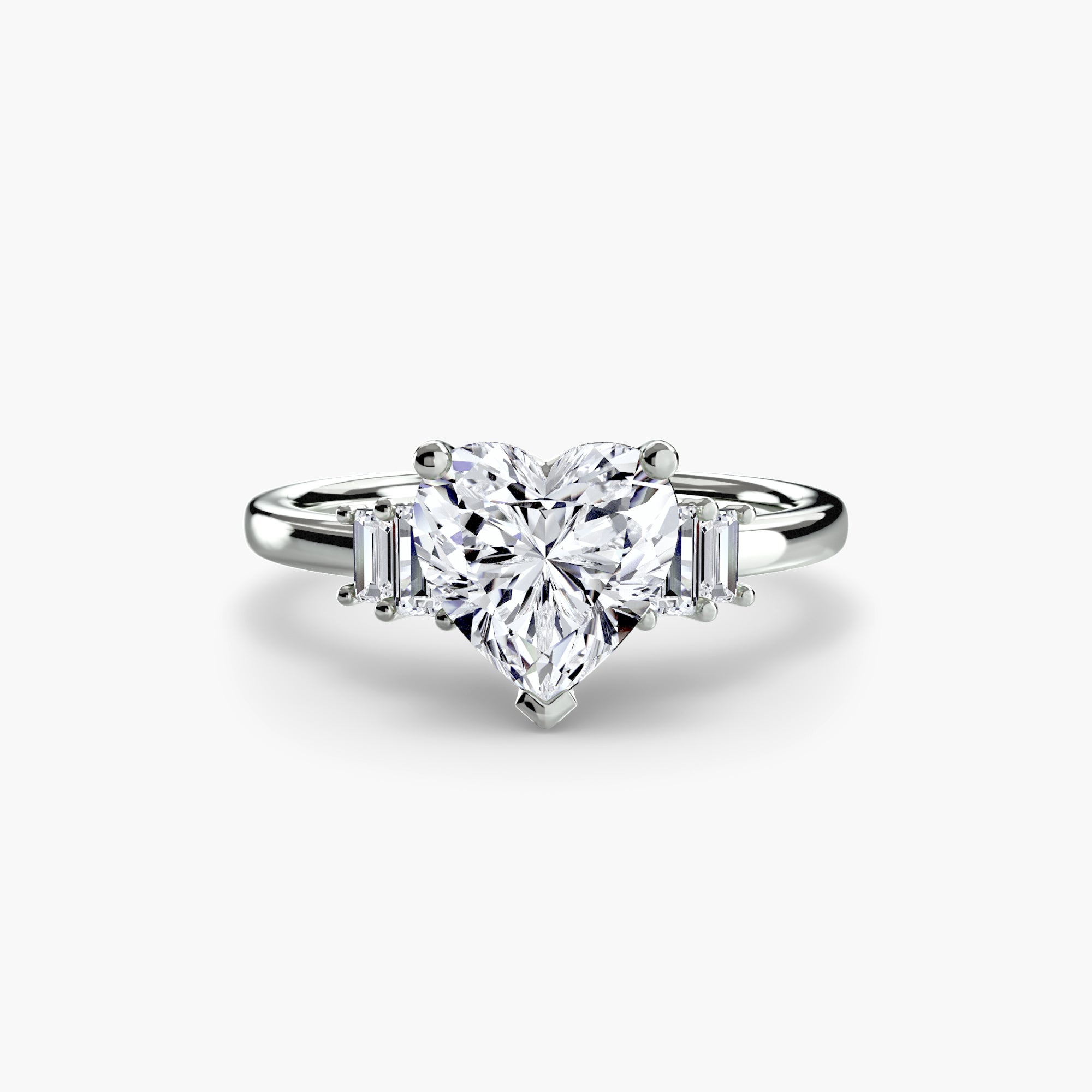 Step Cut Baguette Accent Diamond Ring