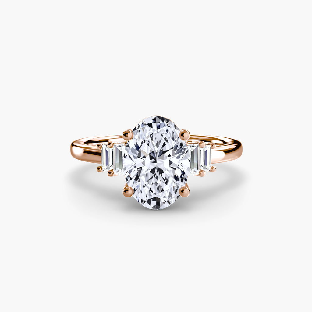 Step Cut Baguette Accent Diamond Ring