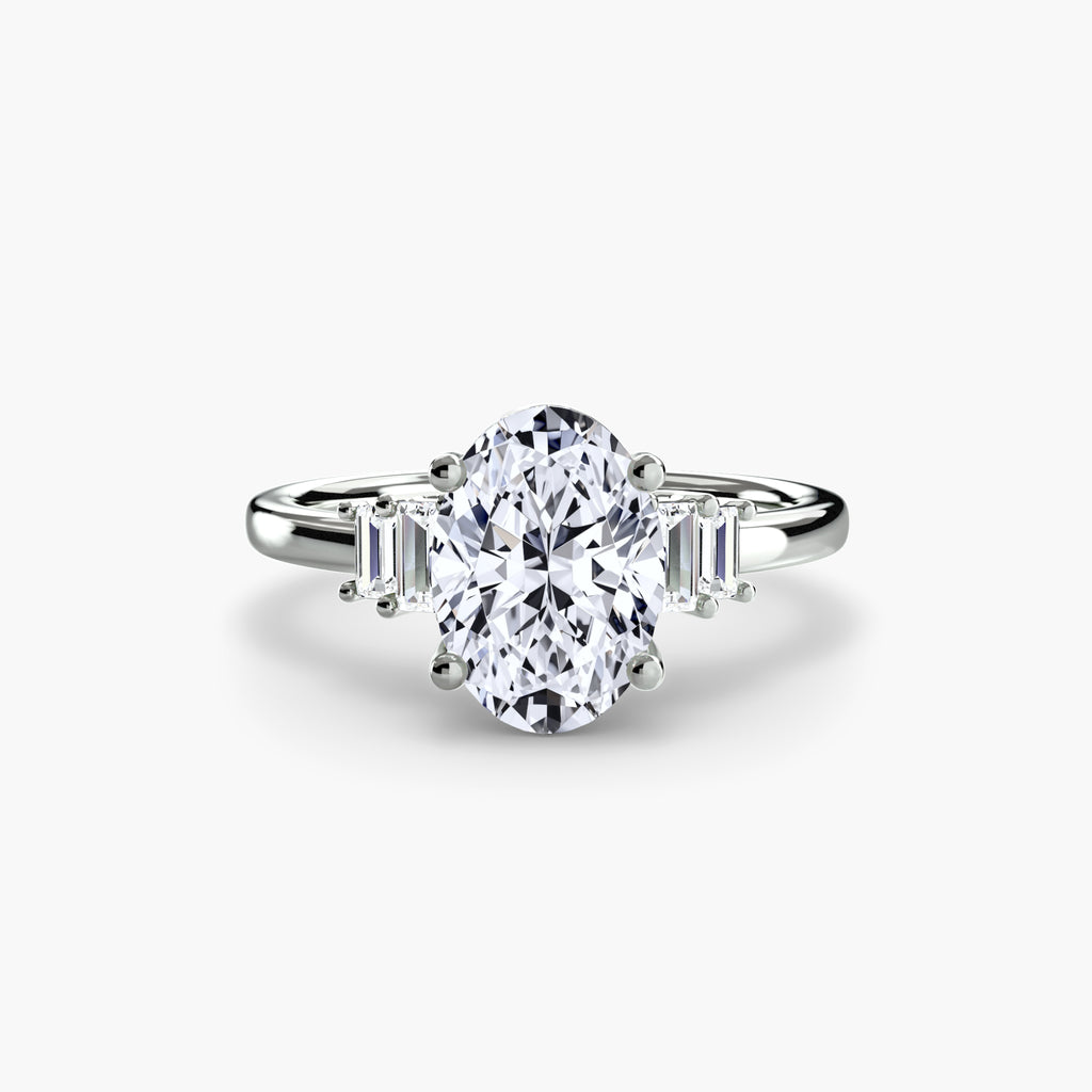 Step Cut Baguette Accent Diamond Ring