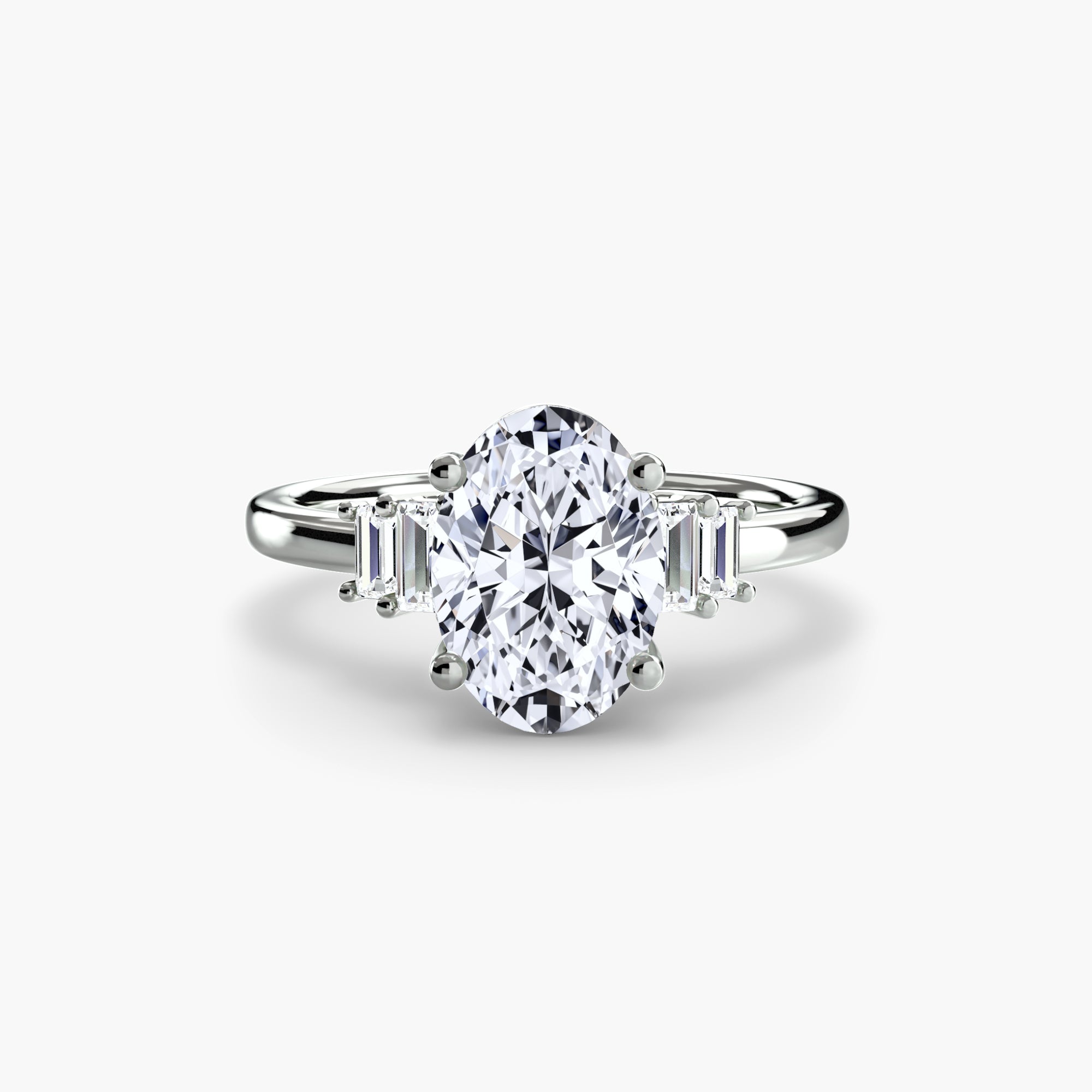 Step Cut Baguette Accent Diamond Ring