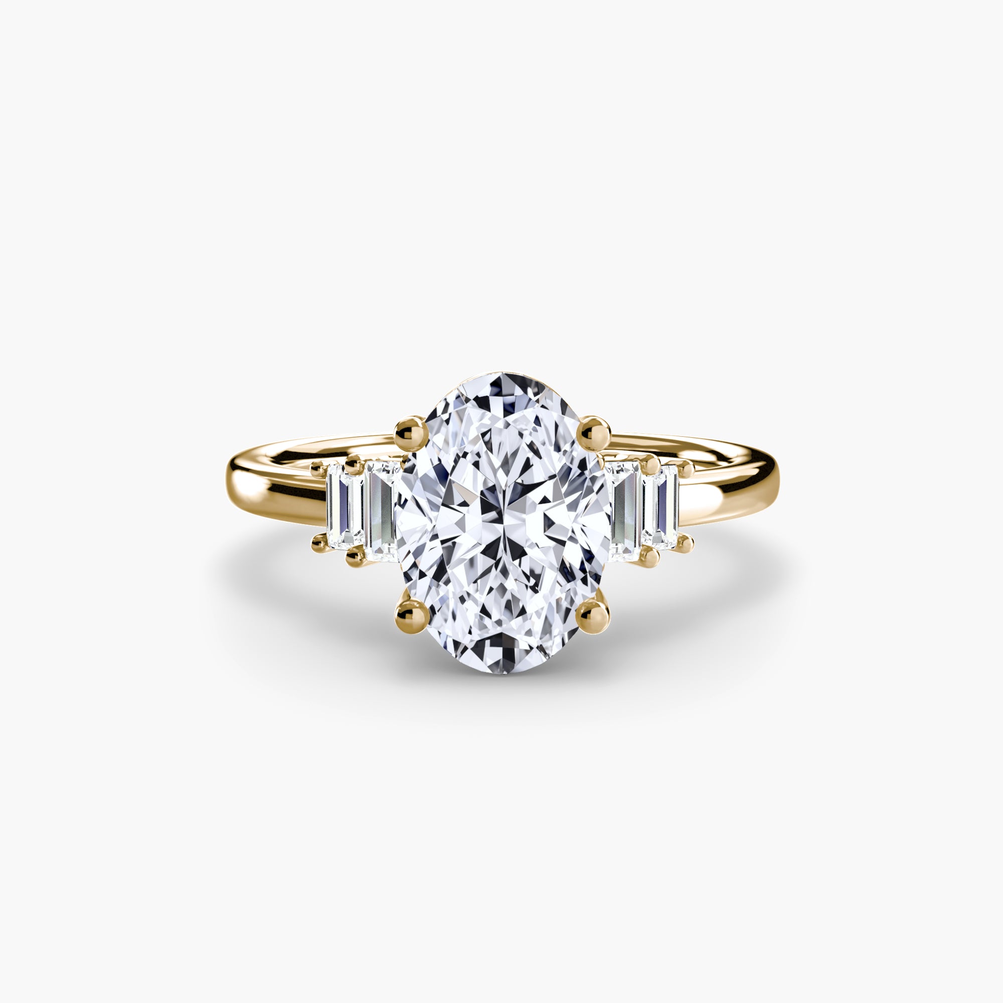 Step Cut Baguette Accent Diamond Ring