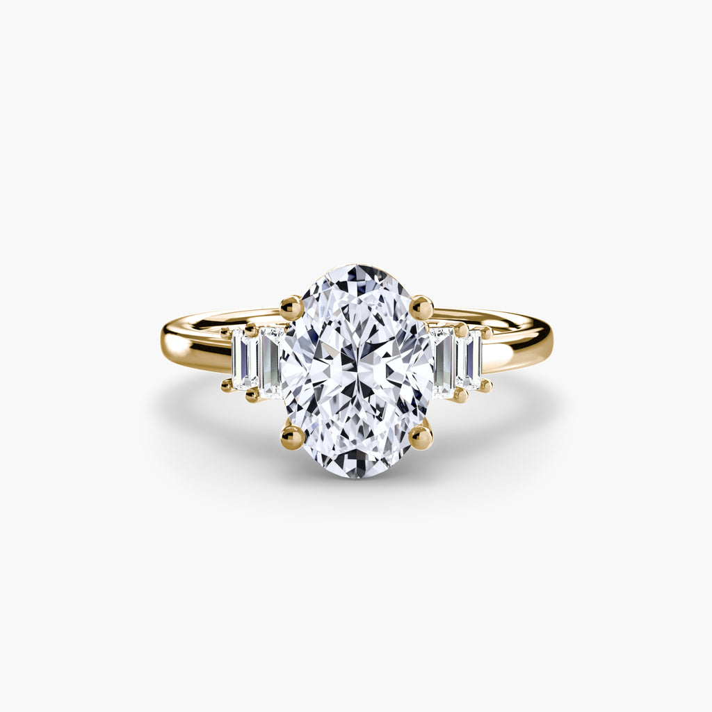 Step Cut Baguette Accent Diamond Ring