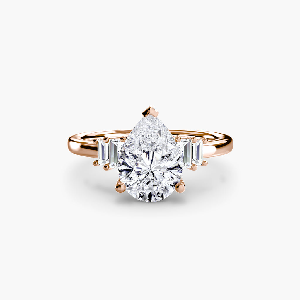 Step Cut Baguette Accent Diamond Ring