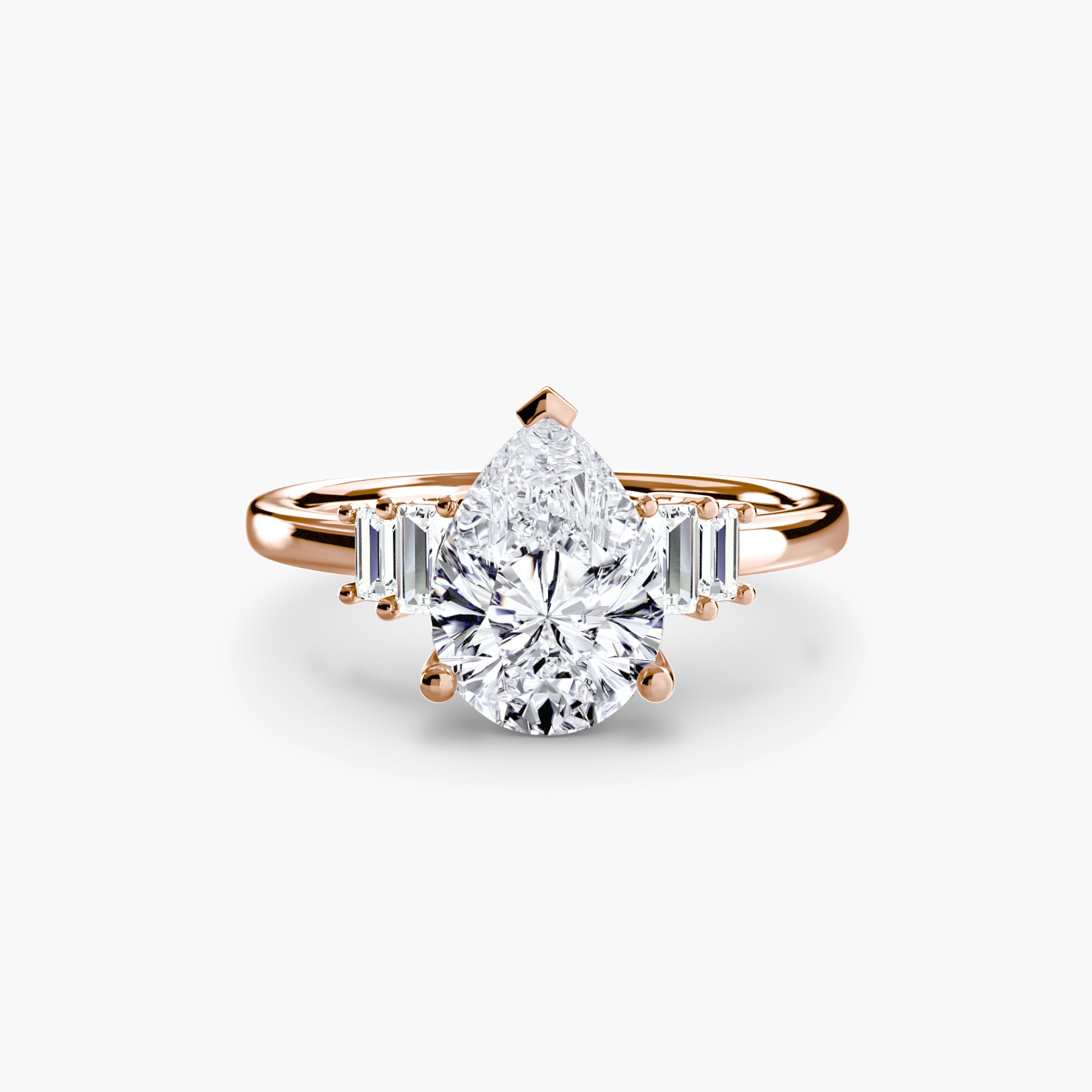 Step Cut Baguette Accent Diamond Ring