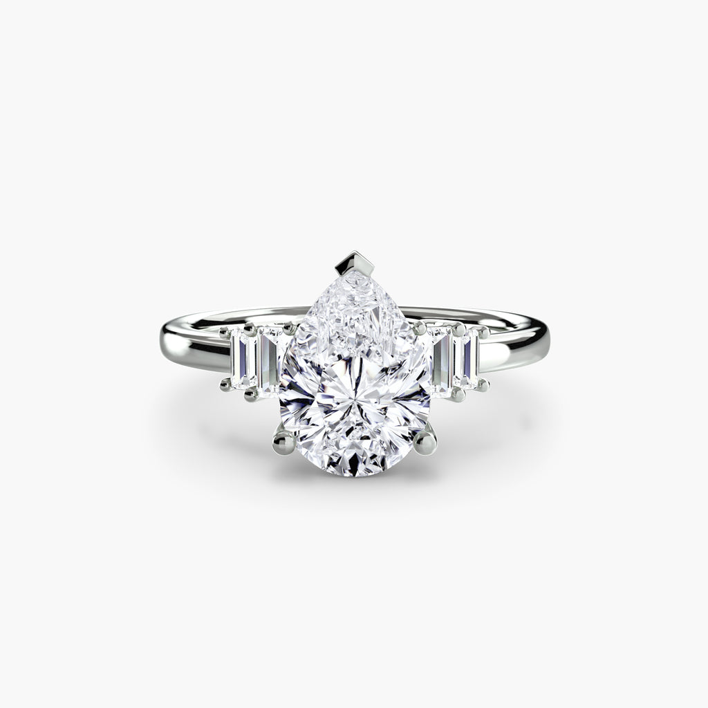 Step Cut Baguette Accent Diamond Ring