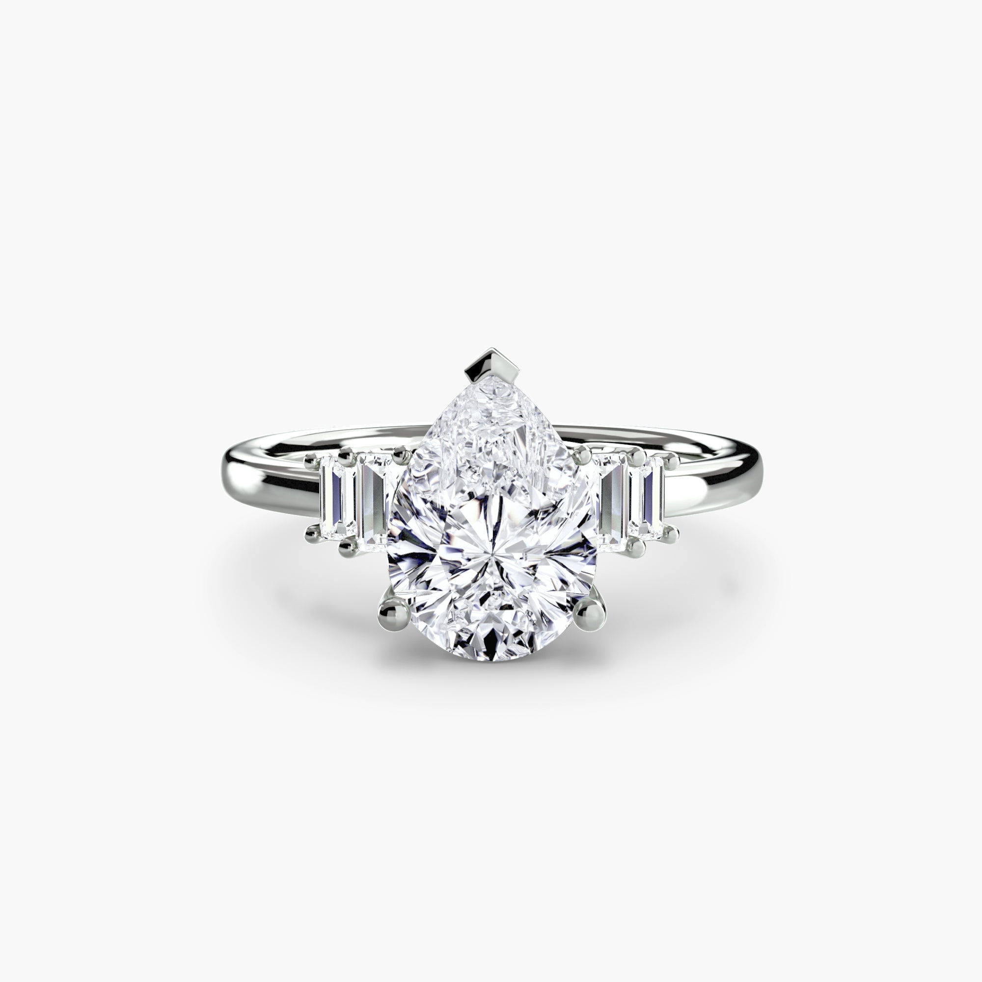 Step Cut Baguette Accent Diamond Ring