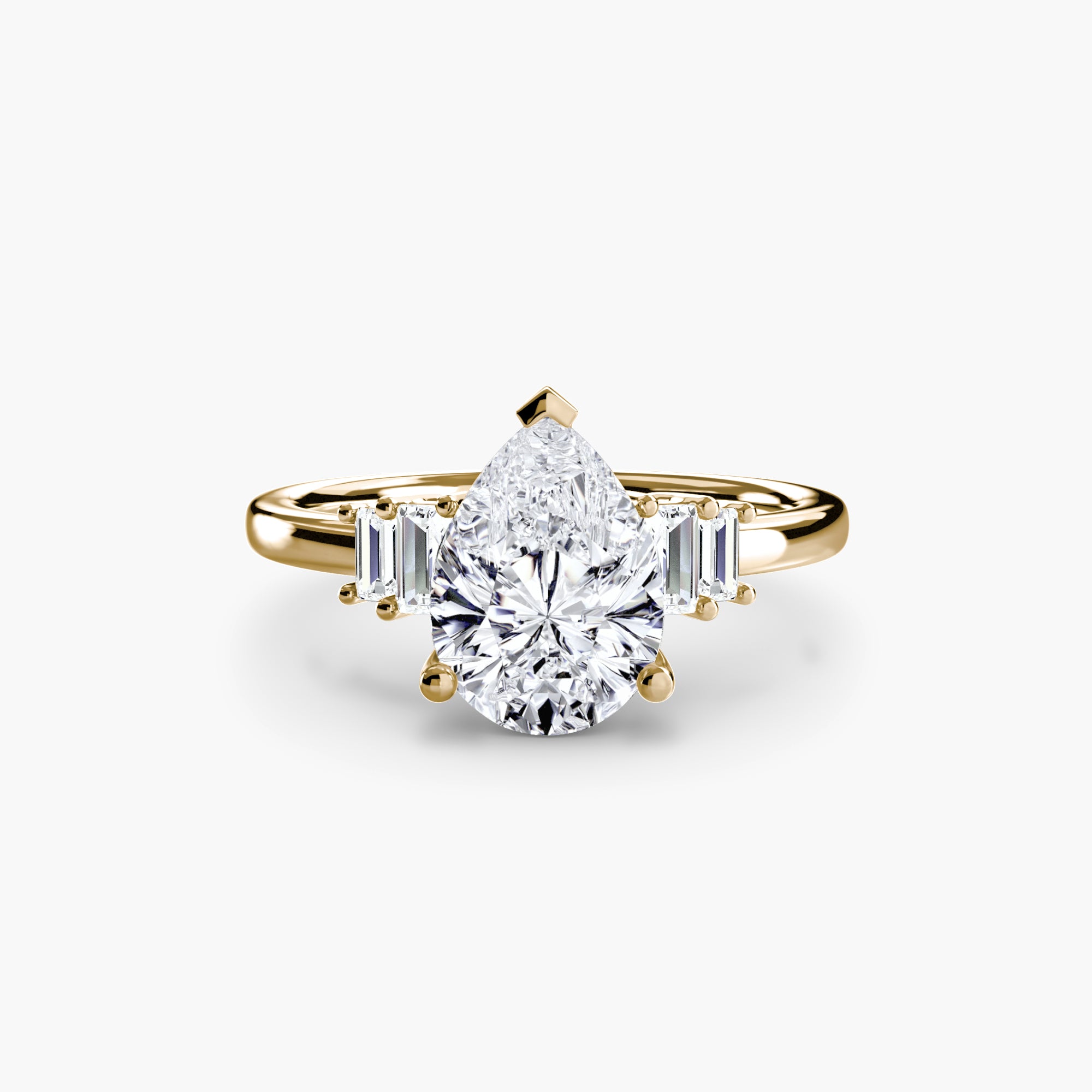 Step Cut Baguette Accent Diamond Ring