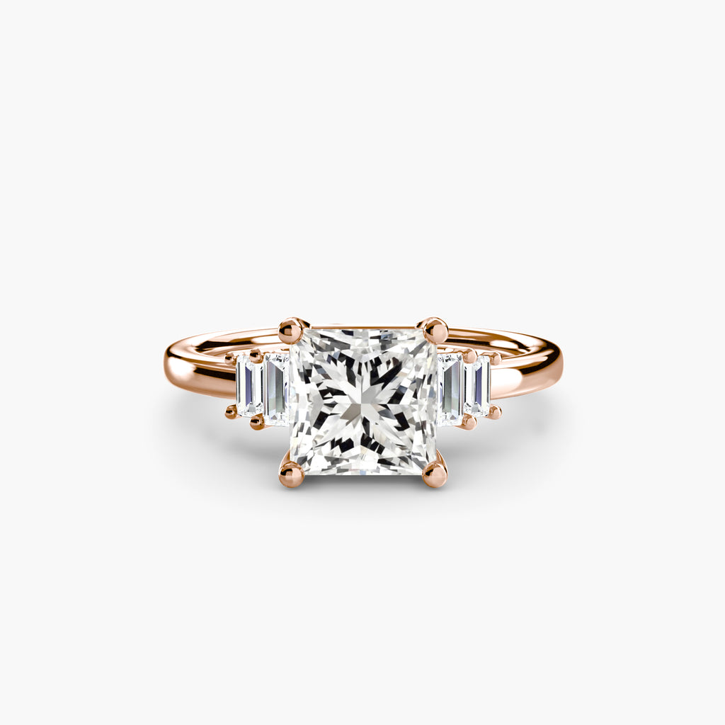 Step Cut Baguette Accent Diamond Ring