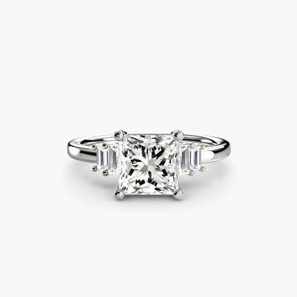 Step Cut Baguette Accent Diamond Ring