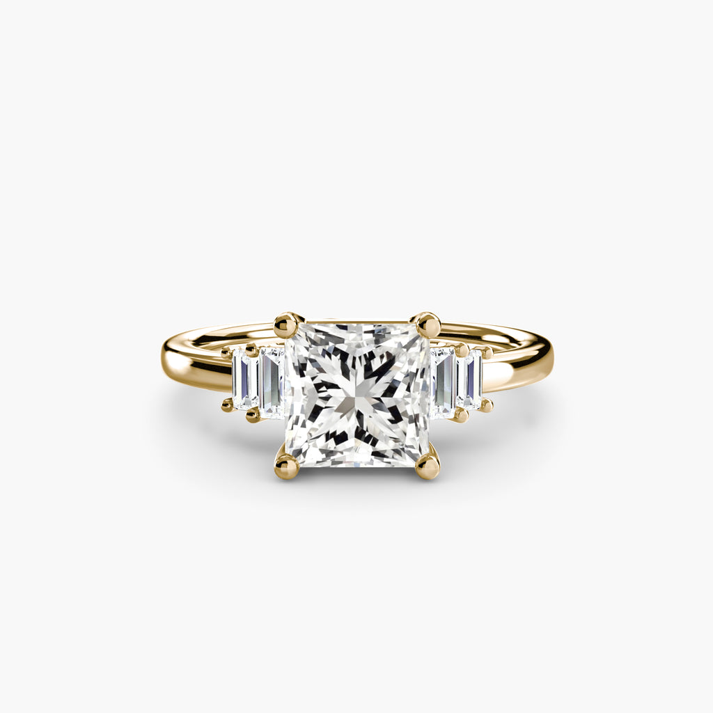Step Cut Baguette Accent Diamond Ring