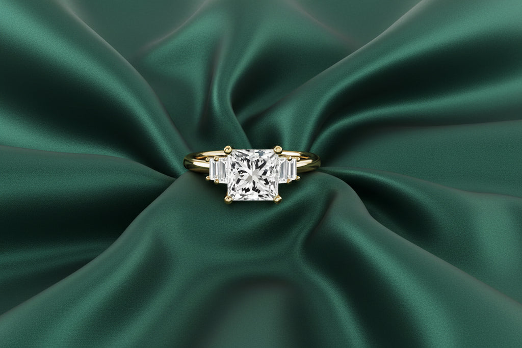 Step Cut Baguette Accent Diamond Ring