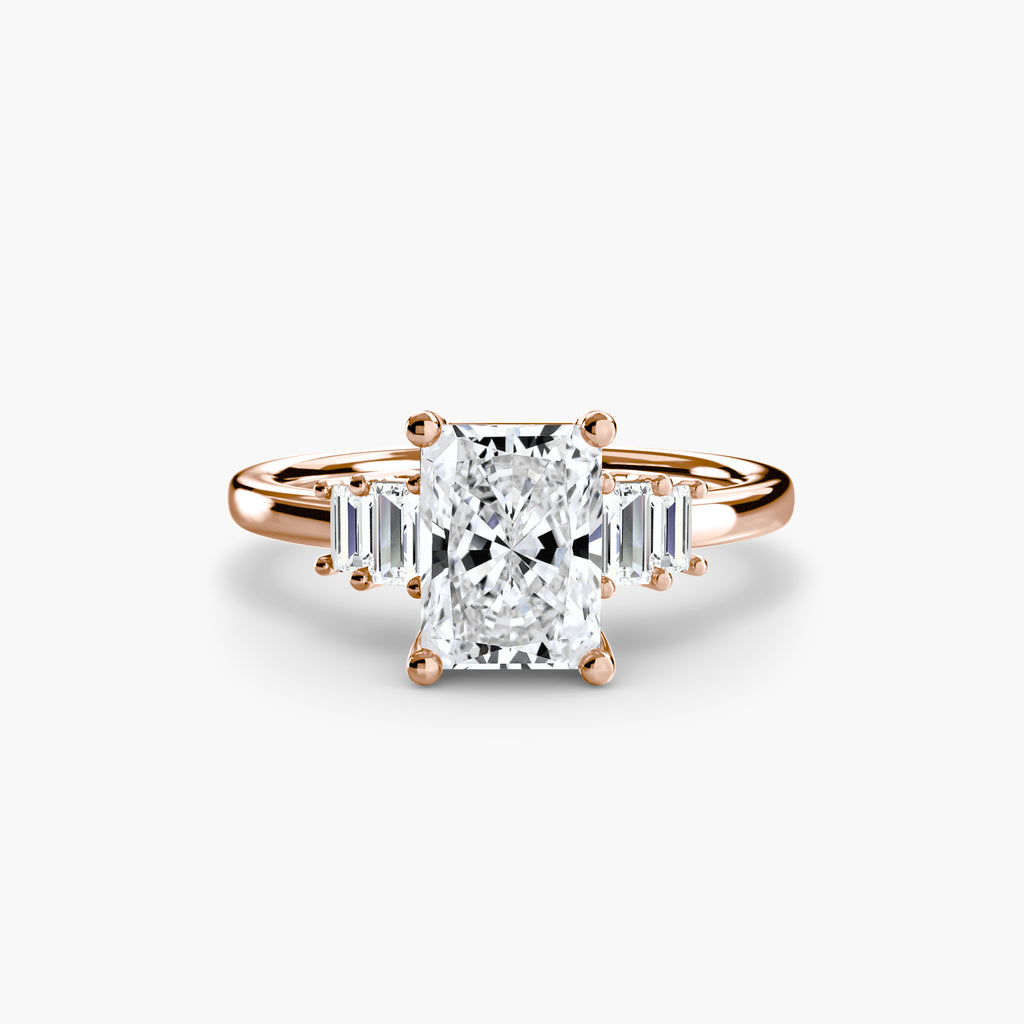 Step Cut Baguette Accent Diamond Ring