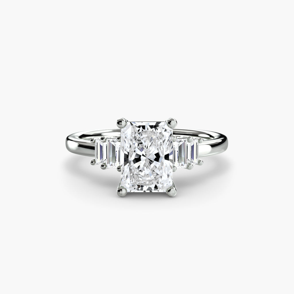 Step Cut Baguette Accent Diamond Ring
