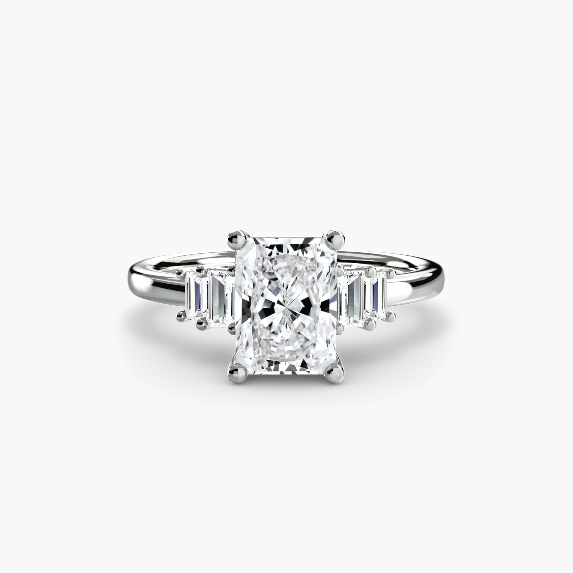 Step Cut Baguette Accent Diamond Ring