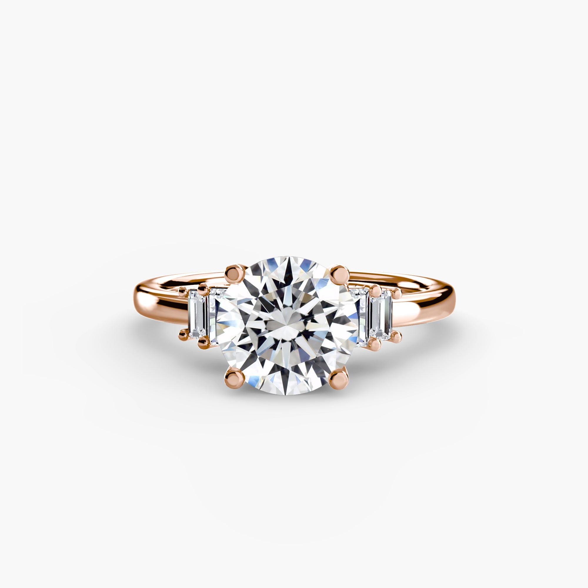 Step Cut Baguette Accent Diamond Ring