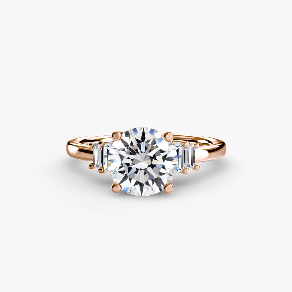 Step Cut Baguette Accent Diamond Ring