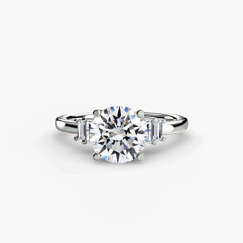 Step Cut Baguette Accent Diamond Ring