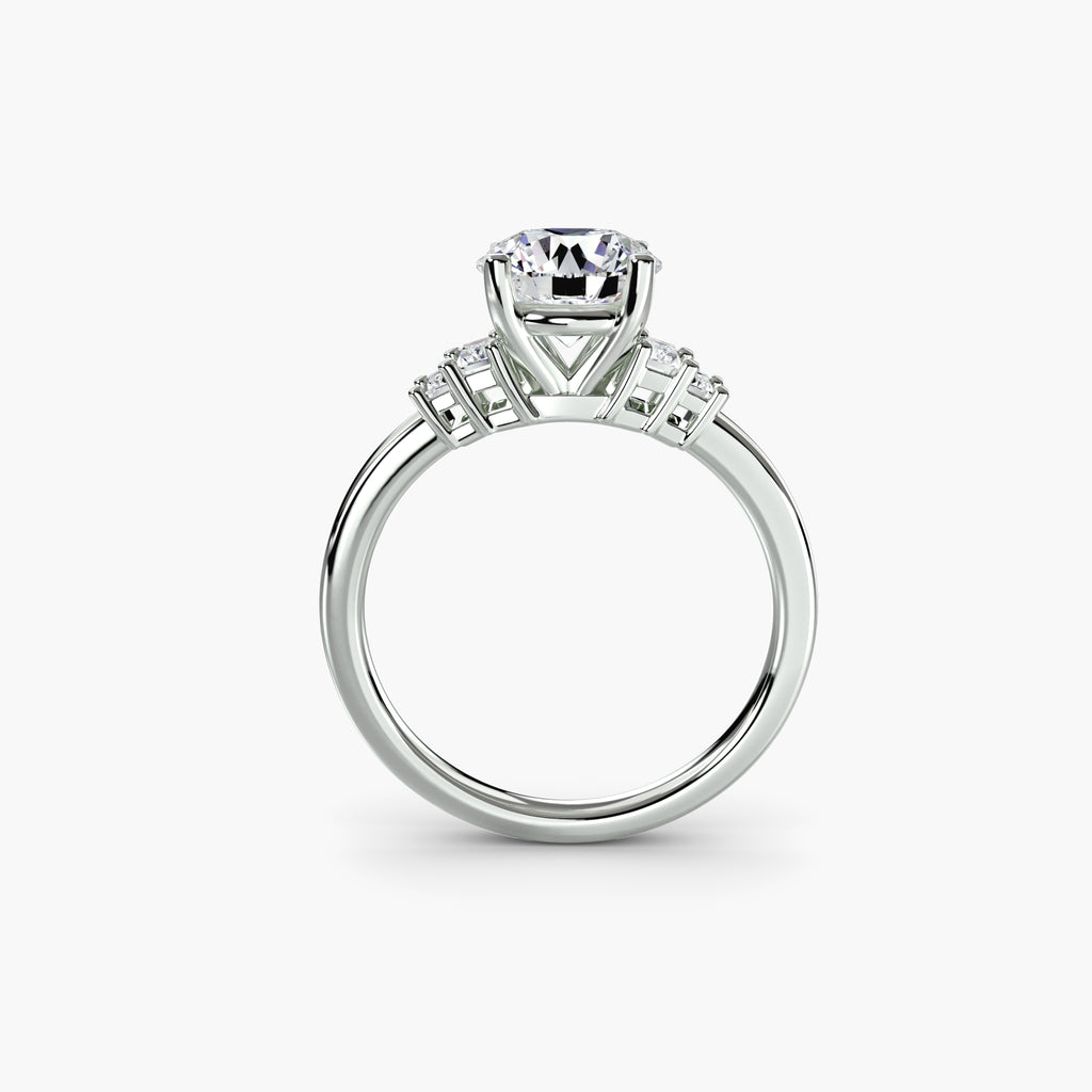 Step Cut Baguette Accent Diamond Ring