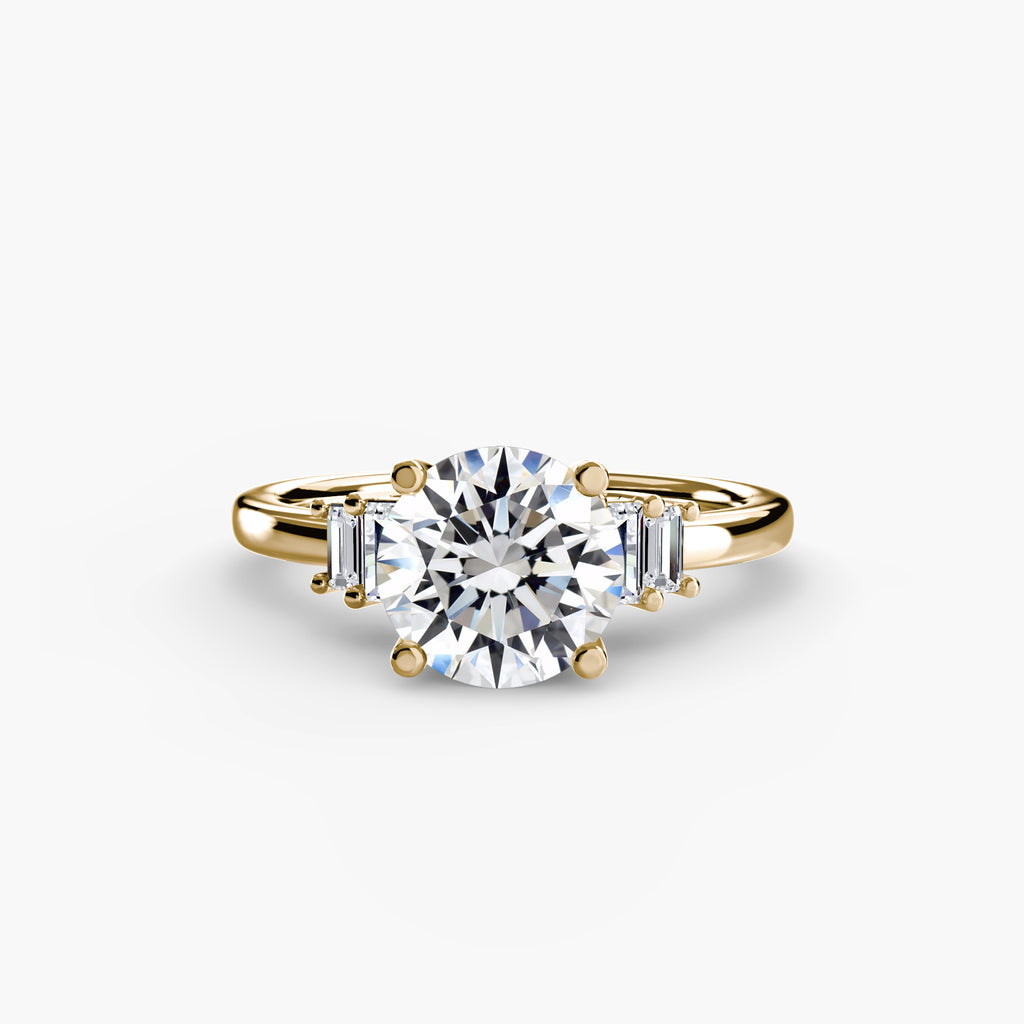 Step Cut Baguette Accent Diamond Ring