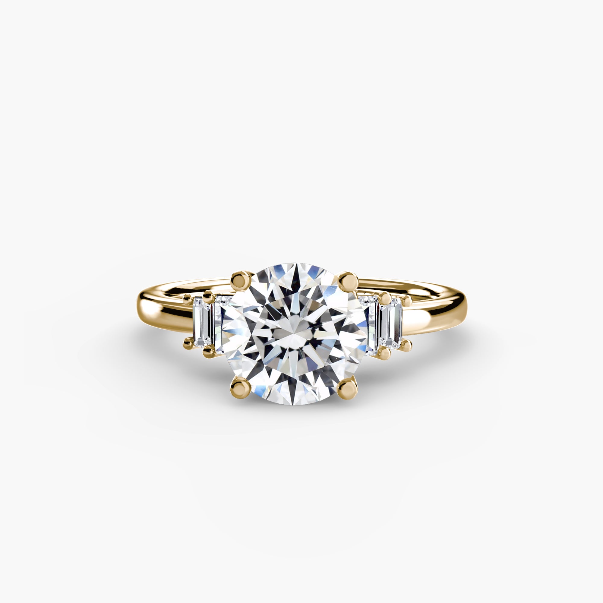 Step Cut Baguette Accent Diamond Ring