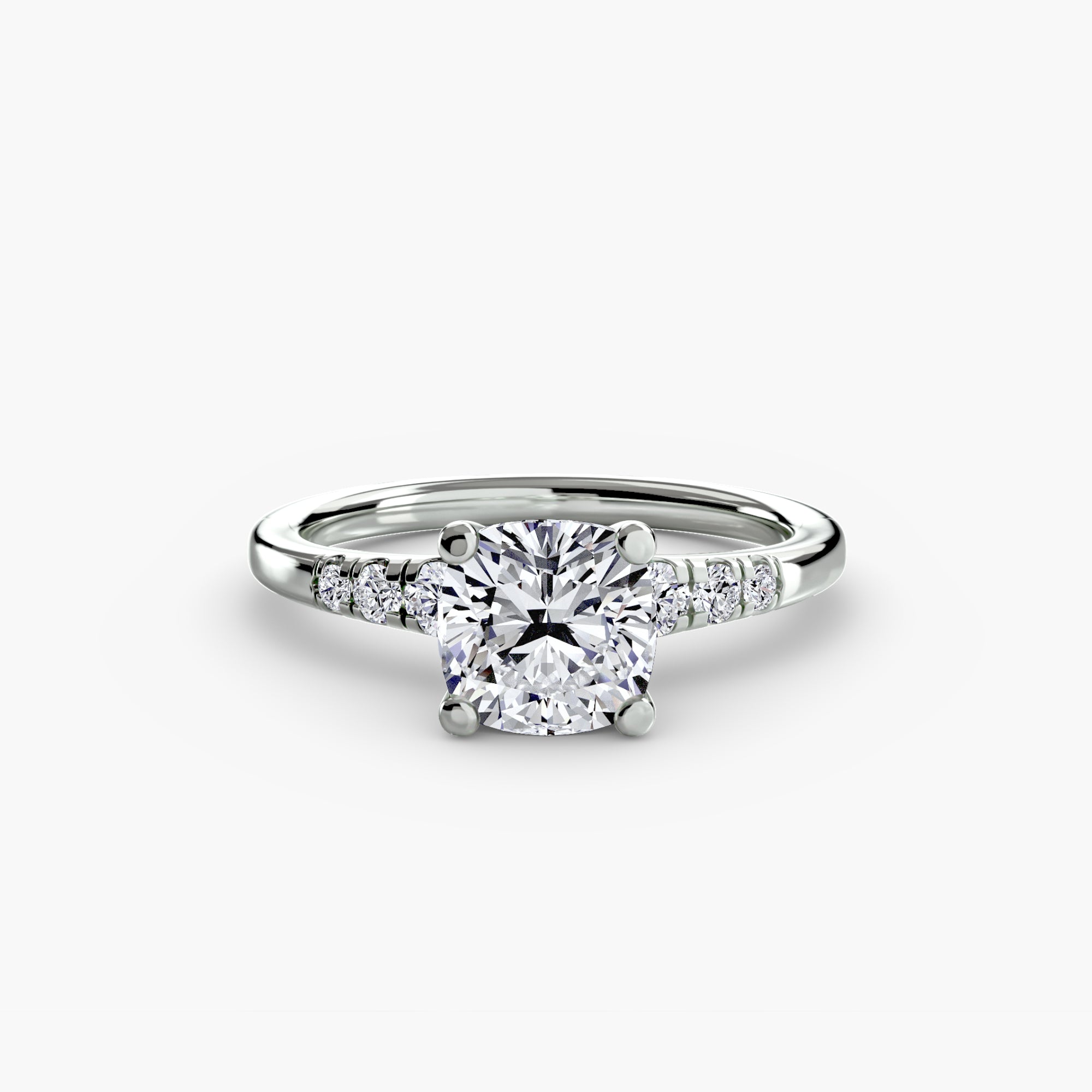 Descending Round Diamond Side Stone Ring