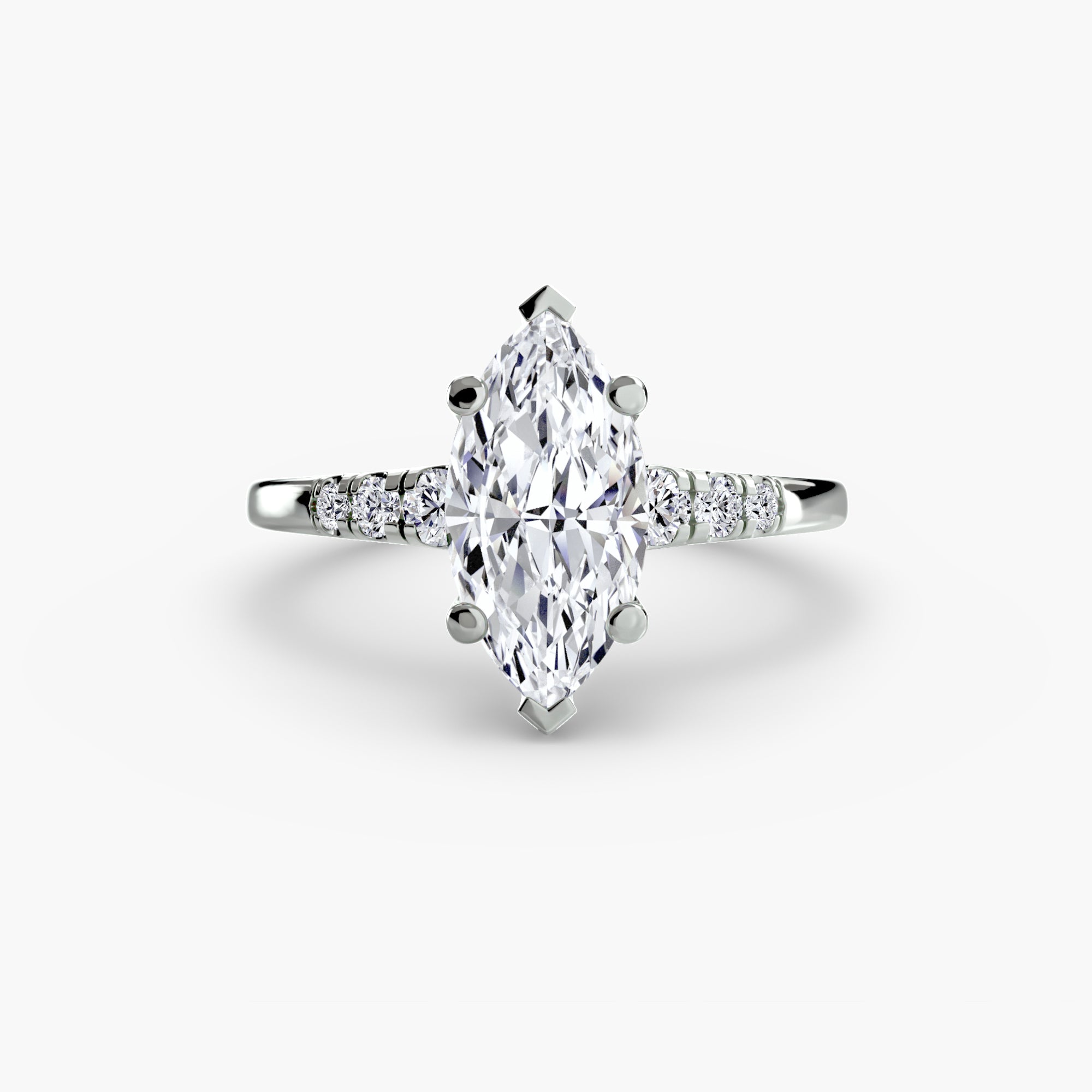 Descending Round Diamond Side Stone Ring