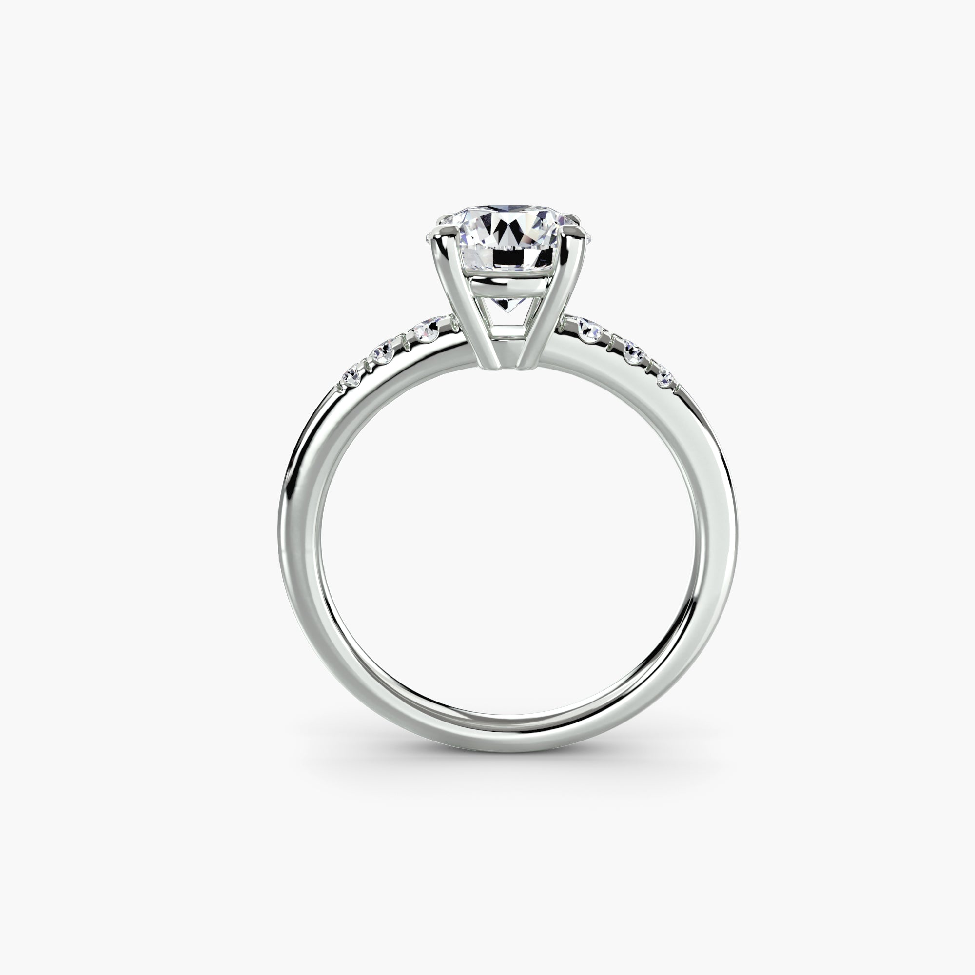 Descending Round Diamond Side Stone Ring