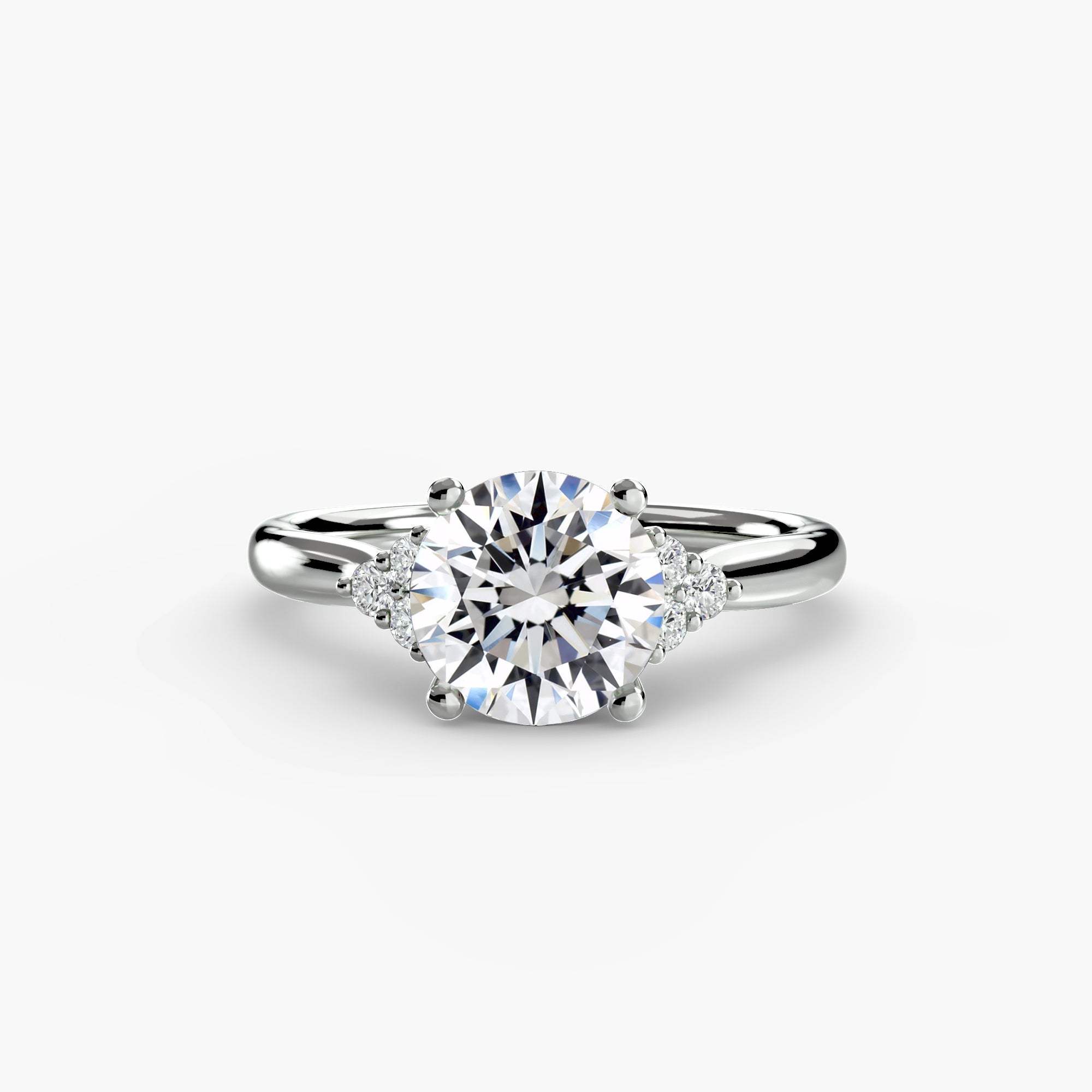 Cluster Side Stone Round Diamond Ring